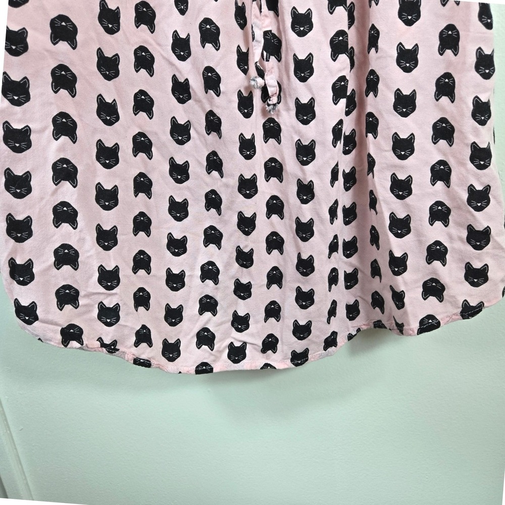 Mimi Chica Women Pink Allover Black Cat Print Sleeveless Mini Dress Large Kawaii - Picture 8 of 8